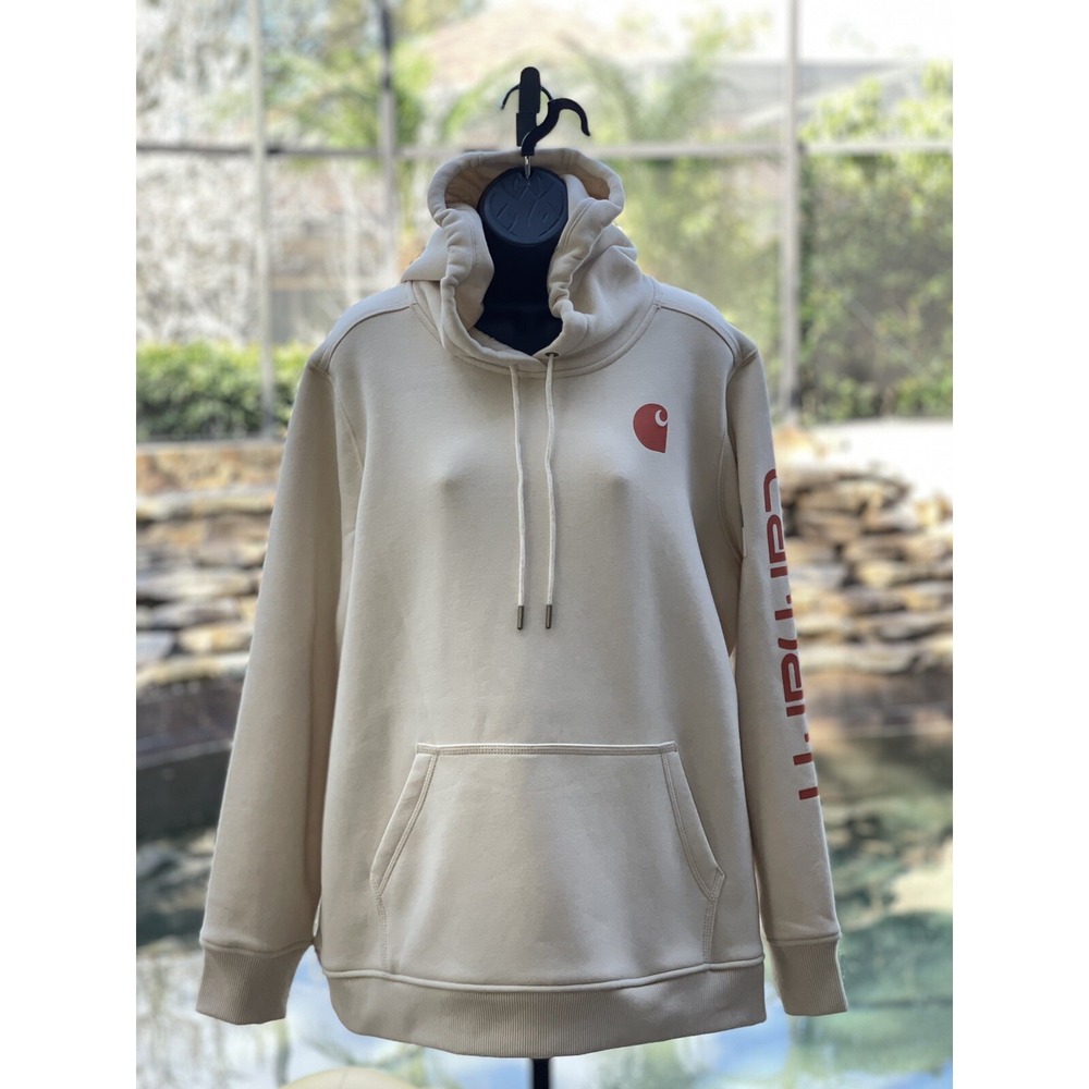 Carhartt Women's 2X Relaxed Fit Midweight Pullover Hoodie - Beige Activewear